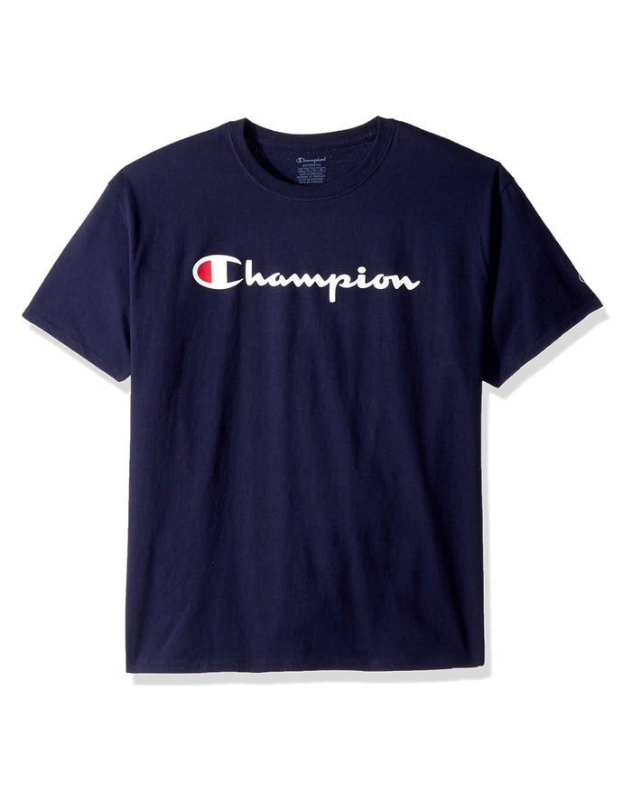 Champion T-Shirt Jongens - Donkerblauw - Cotton Script Logo ( 256197-TSI )